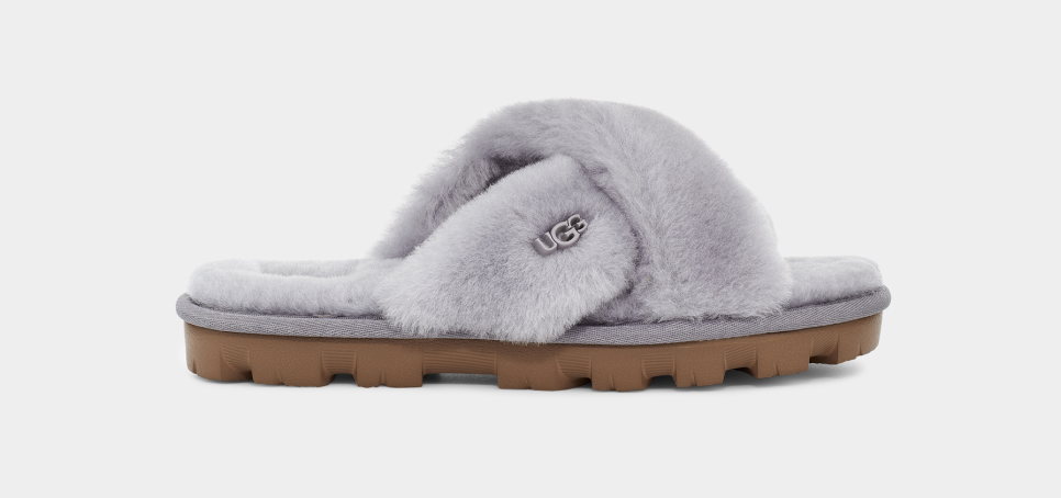 Grey ugg fuzzette slippers new arrivals
